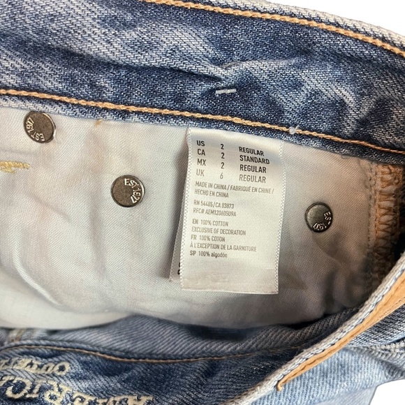 AMERICAN EAGLE HI-RISE GIRLFRIEND Distressed Medium Blue Wash Zip Fly Jeans sz 2 - Picture 16 of 16